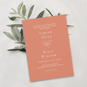 Simple Minimal Bold Orange Citrus Grove Wedding Invitation