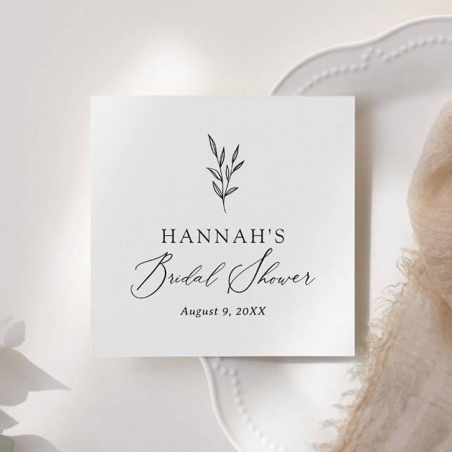 Simple Minimal Botanical Bridal Shower Napkins (Creator Uploaded)