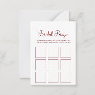 simple minimal bridal bingo bridal shower game note card