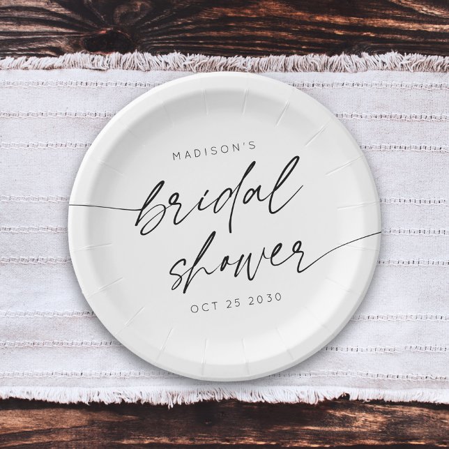Simple Minimal Bridal Shower Script | Black White Paper Plates (Creator Uploaded)