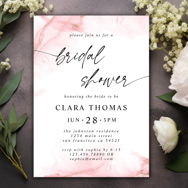 Simple Minimal  Bridal Shower Script | Blush Pink Invitation (Creator Uploaded)