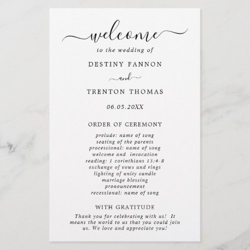 Simple Minimal Budget Wedding Program Flyer