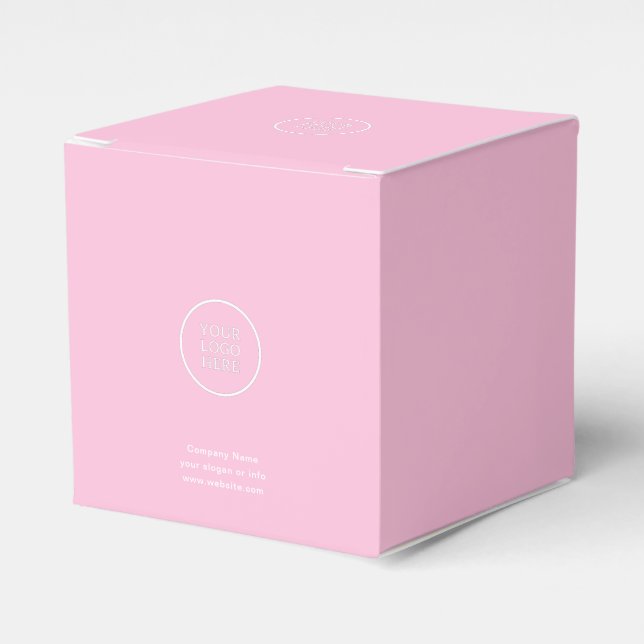 Simple Minimal Business Company Logo Pink  Favor Boxes (Front Side)