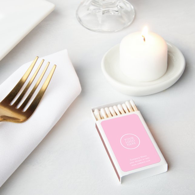Simple Minimal Business Company Logo Pink  Matchboxes (Insitu)