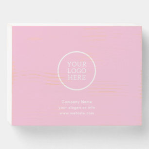 Simple Minimal Business Company Logo Pink  Wooden Box Sign