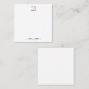 Simple Minimal Business Logo Branded Blue Border Note Card