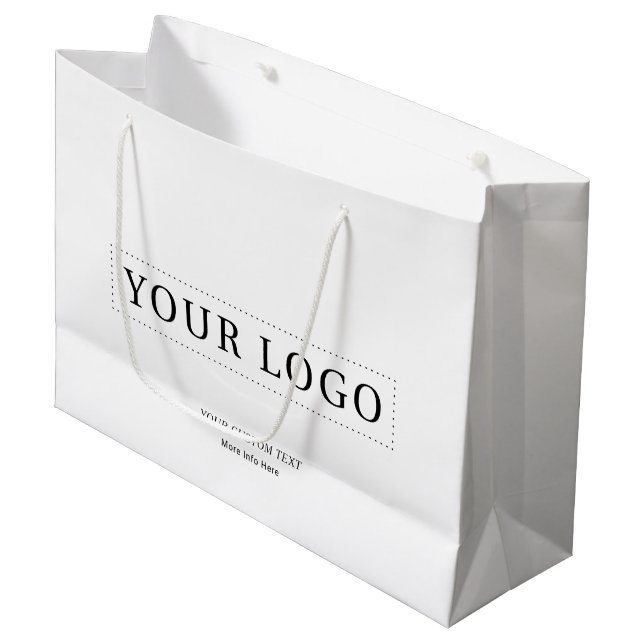 Simple Minimal Business Logo Paper Shopping Bags (Front Angled)