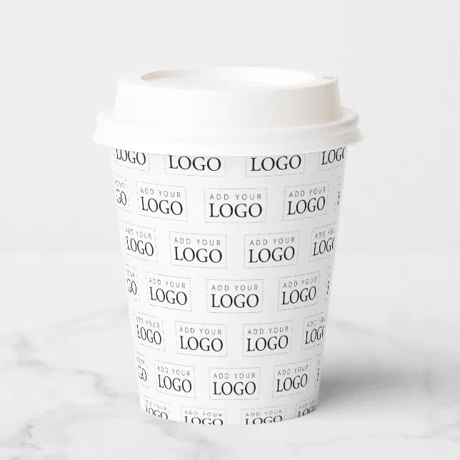 Simple Minimal Business Logo Pattern Coffee Paper Cups | Zazzle