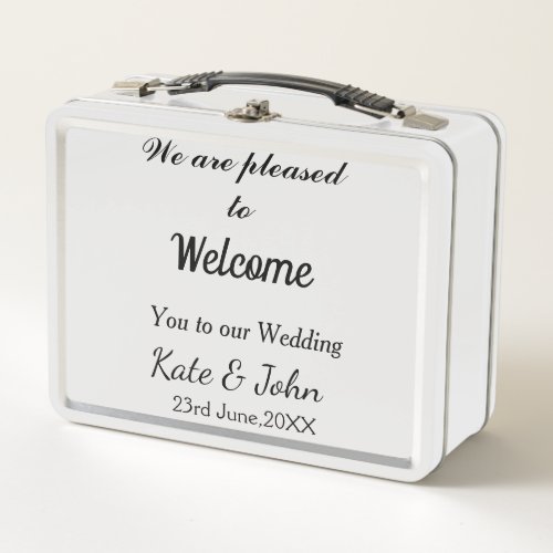 Simple minimal calligraphy add your name wedding w metal lunch box