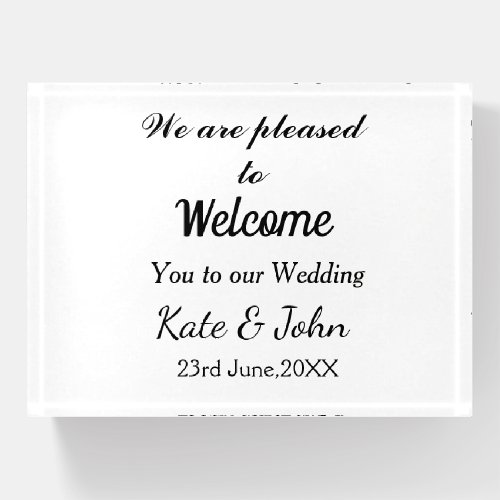 Simple minimal calligraphy add your name wedding w paperweight