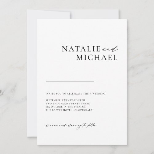 Simple Minimal Calligraphy All In One Wedding Invitation