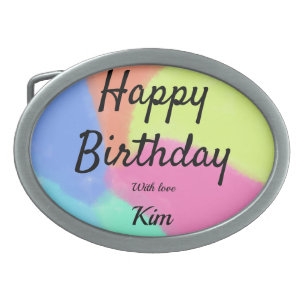 simple minimal calligraphy happy birthday custom a belt buckle