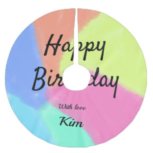 simple minimal calligraphy happy birthday custom a brushed polyester tree skirt