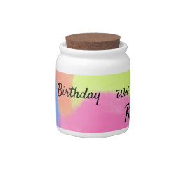 simple minimal calligraphy happy birthday custom a candy jar