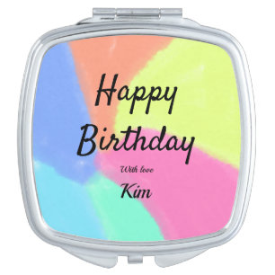 simple minimal calligraphy happy birthday custom a compact mirror