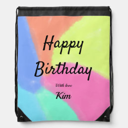 simple minimal calligraphy happy birthday custom a drawstring bag