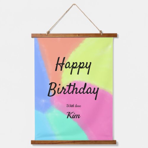 simple minimal calligraphy happy birthday custom a hanging tapestry