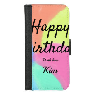simple minimal calligraphy happy birthday custom a iPhone 8/7 wallet case