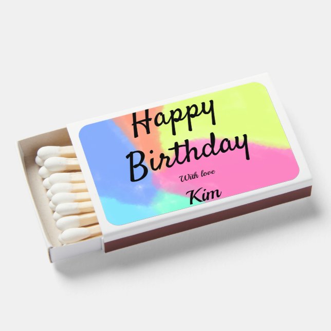 simple minimal calligraphy happy birthday custom a matchboxes (Front Open)