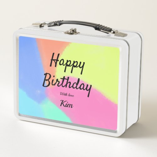 simple minimal calligraphy happy birthday custom a metal lunch box