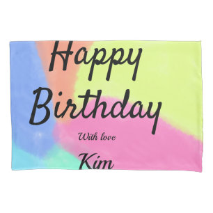 simple minimal calligraphy happy birthday custom a pillow case