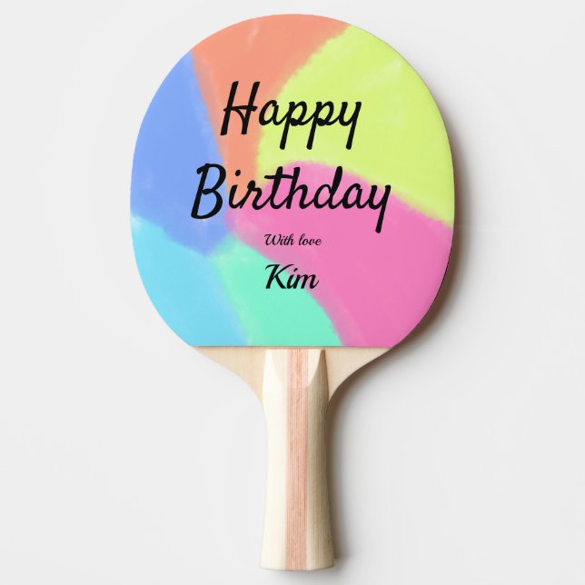 simple minimal calligraphy happy birthday custom a ping pong paddle (Front)