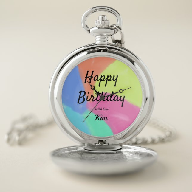 simple minimal calligraphy happy birthday custom a pocket watch (Inside)