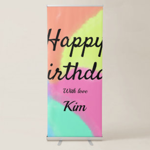 simple minimal calligraphy happy birthday custom a retractable banner