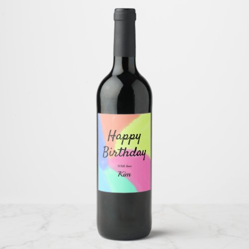 simple minimal calligraphy happy birthday custom a wine label