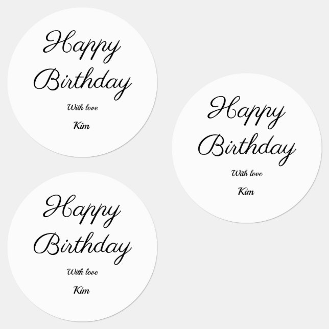 simple minimal calligraphy happy birthday custom c labels (Group)