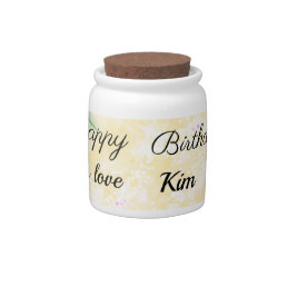 simple minimal calligraphy happy birthday custom   candy jar