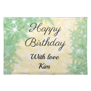 simple minimal calligraphy happy birthday custom cloth placemat