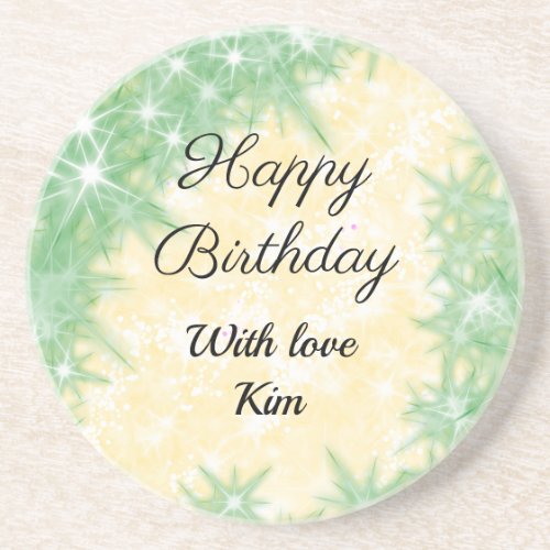 simple minimal calligraphy happy birthday custom   coaster