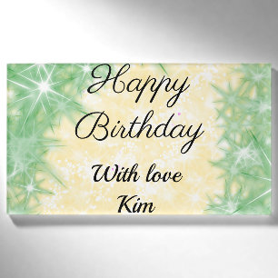 simple minimal calligraphy happy birthday custom name tag