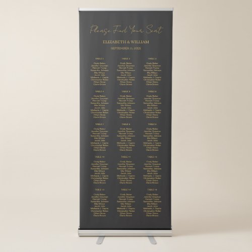 Simple  Minimal Calligraphy Script Seating Chart  Retractable Banner