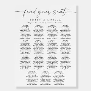 Simple Minimal Calligraphy Wedding Seating Chart Foam Board
