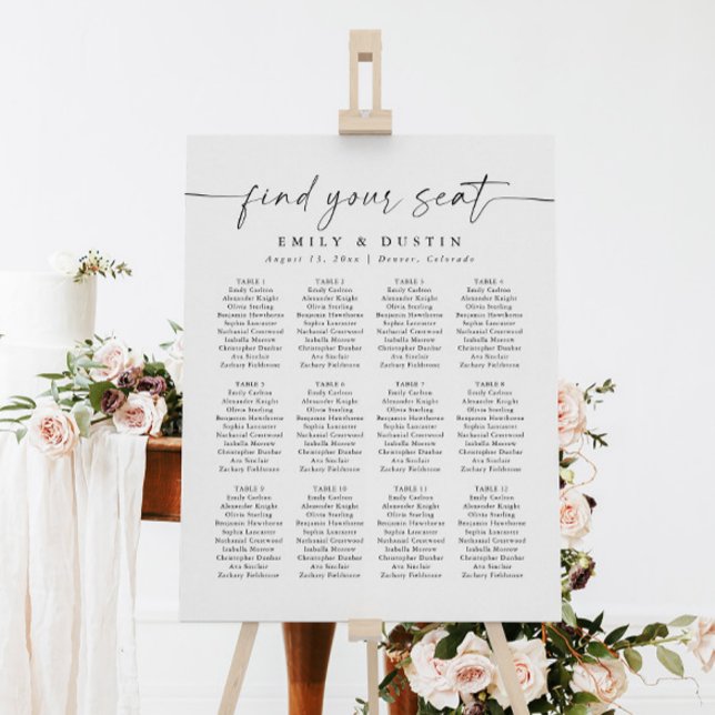Simple Minimal Calligraphy Wedding Seating Chart Foam Board (Creator Uploaded)