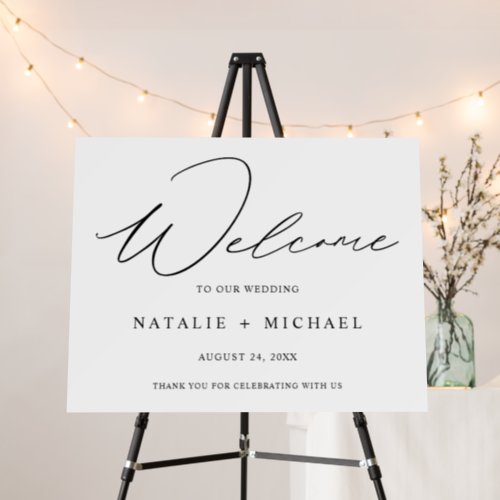 Simple Minimal Calligraphy Welcome To Our Wedding Foam Board