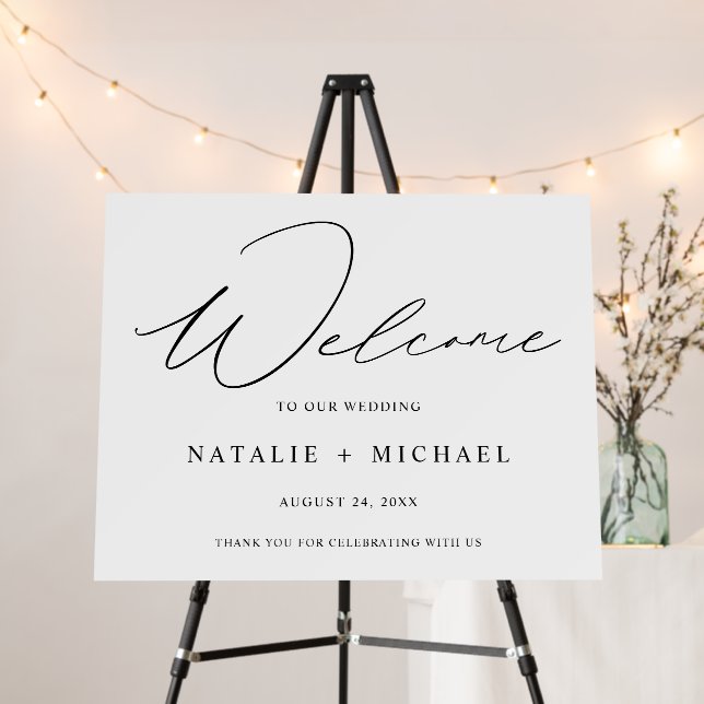 Simple Minimal Calligraphy Welcome To Our Wedding Foam Board (In Situ (Stand))