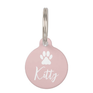 Simple Minimal Cat Paw Print with Phone Number Pet ID Tag