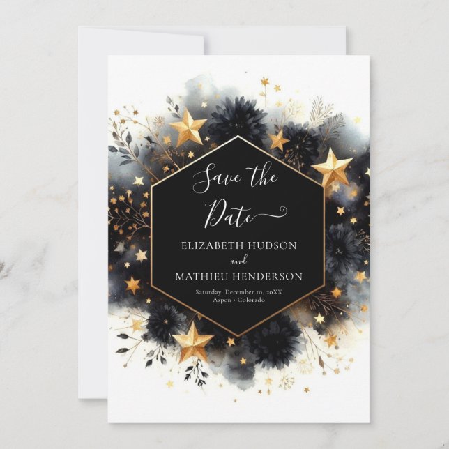 Simple Minimal Celestial Wedding Save The Date (Front)