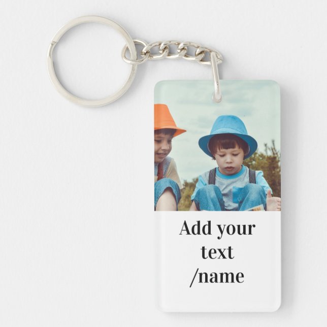 simple minimal christmas add your photo text     k keychain (Front)