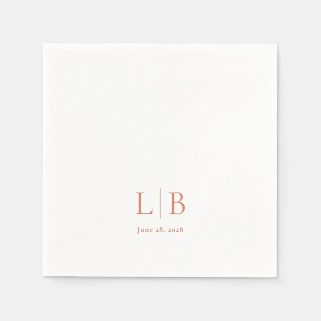 Simple Minimal Citrus Grove Monogrammed Wedding Napkins (Front)