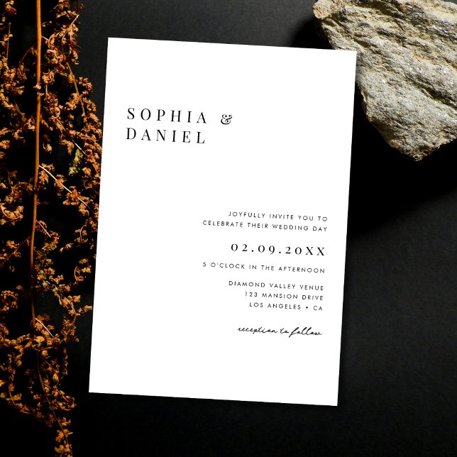 Simple Minimal Classic Black White Budget Wedding Invitation (Creator Uploaded)