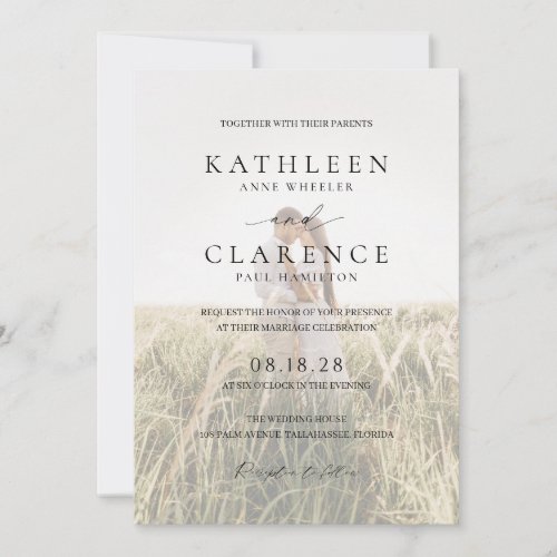 Simple Minimal Classic QR Code Photo Wedding Invitation