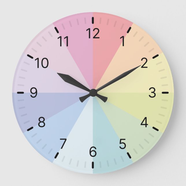 Simple Minimal Classic Rainbow Large Clock (Front)