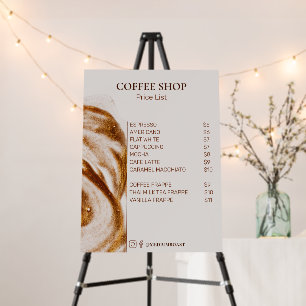 Simple Minimal Coffee Shop Professional Price List Foam Board