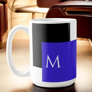 Simple Minimal Color Block with Monogram Initial Coffee Mug