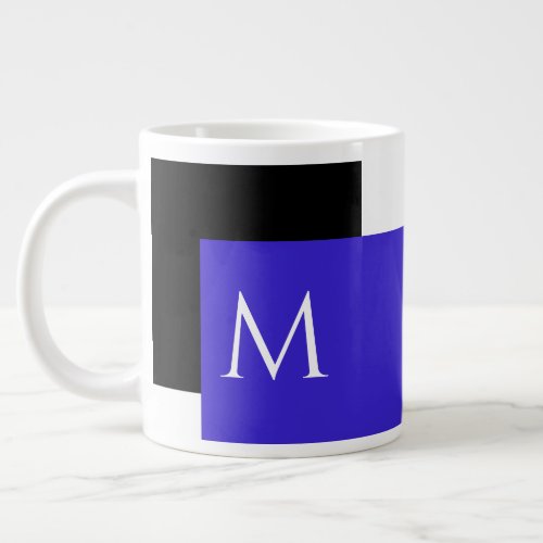 Simple Minimal Color Block with Monogram Initial Giant Coffee Mug