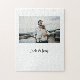 Simple minimal colorful add name photo text cust jigsaw puzzle
